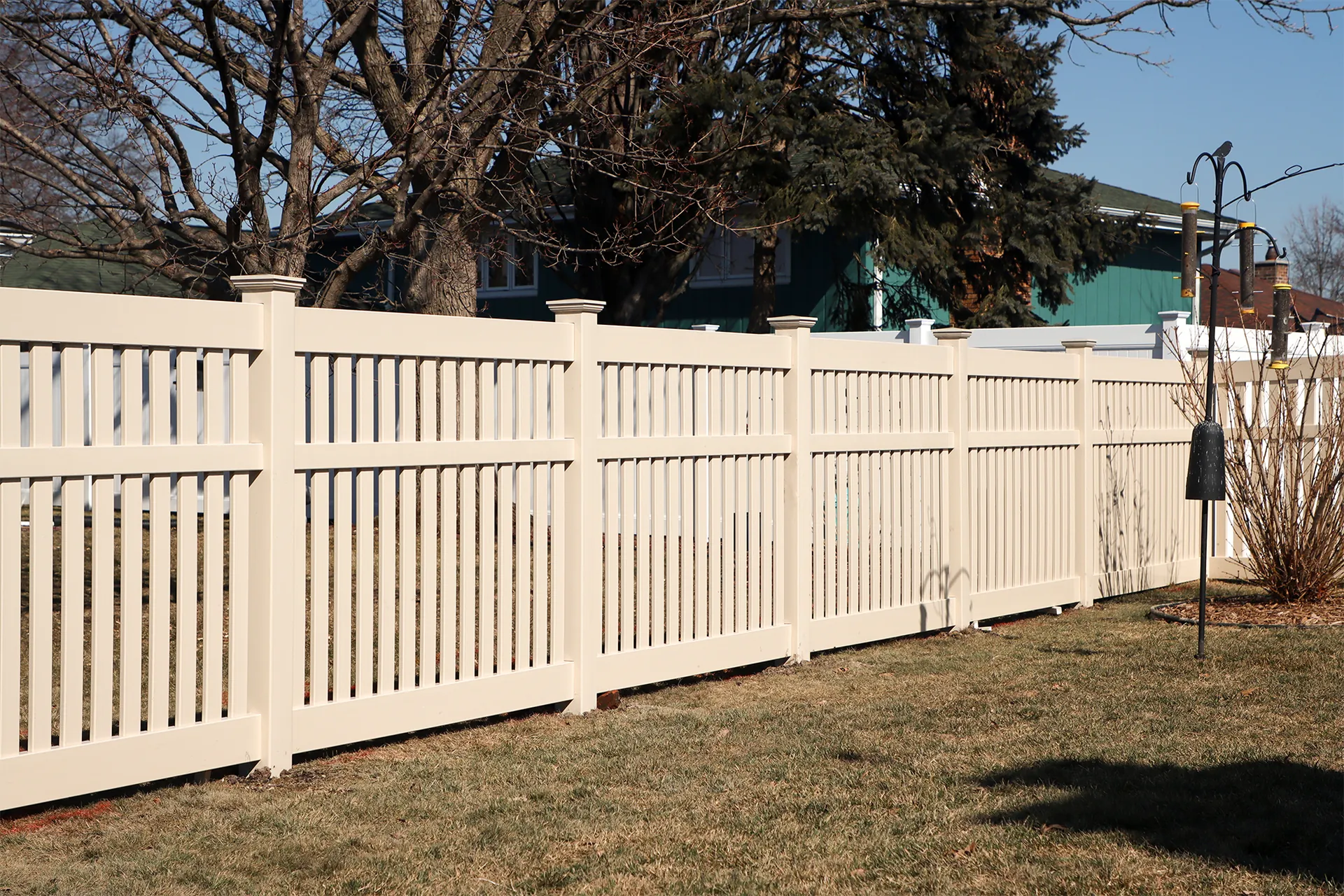 5' Khaki Vinyl Semi-Privacy install in Naperville