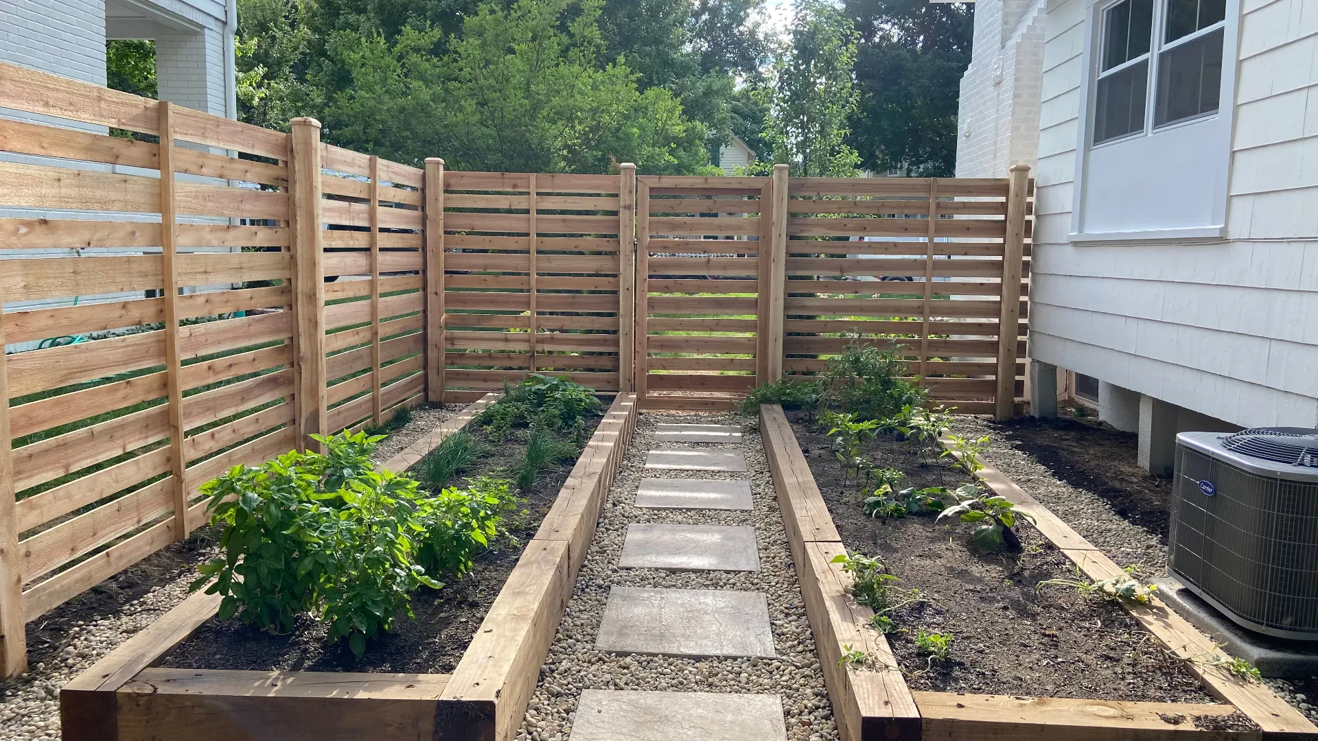 6' Horizontal Spaced Picket Cedar install in Elgin