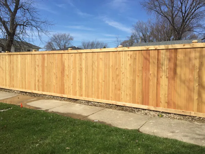 6-foot cedar privacy fence installed in Oak Forest, Illinois
