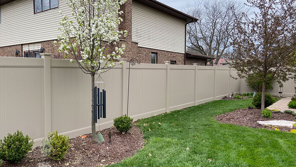 Vinyl privacy fence installed in Plainfield, Illinois